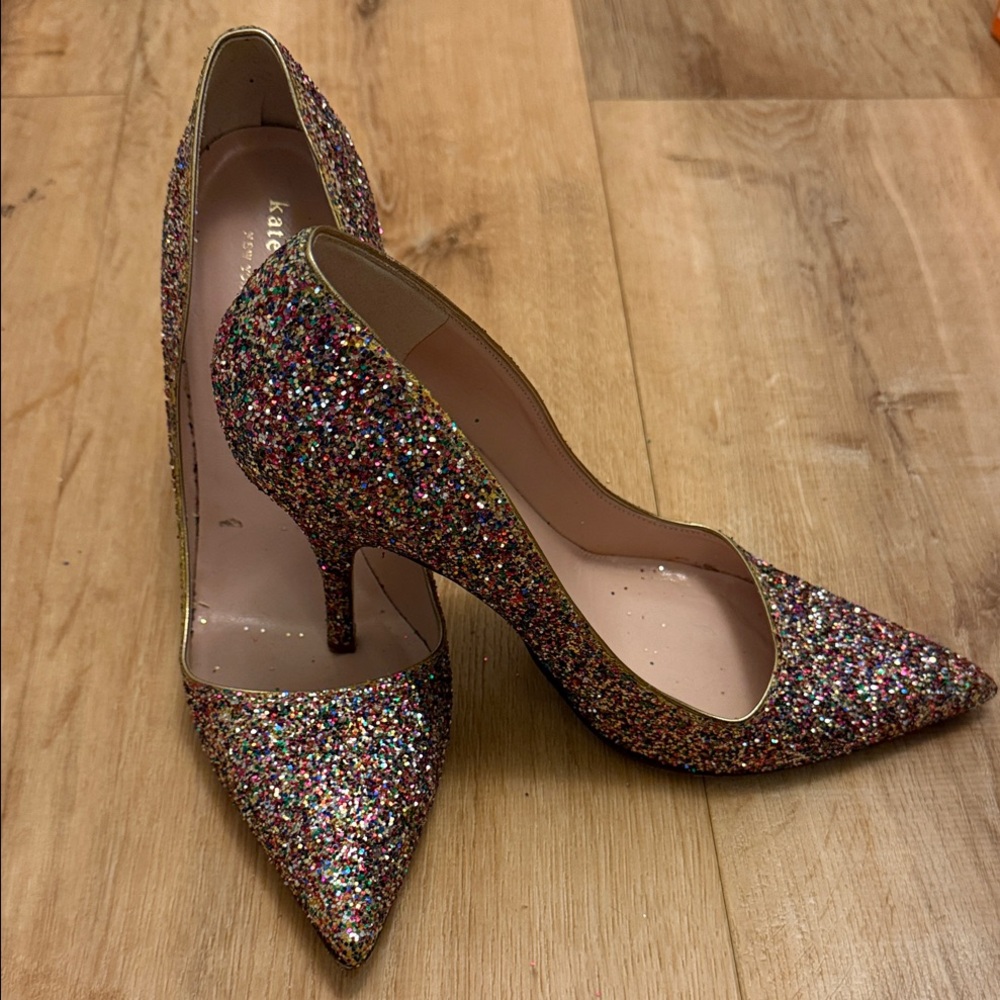 Kate Spade Glitter Licorice Heels